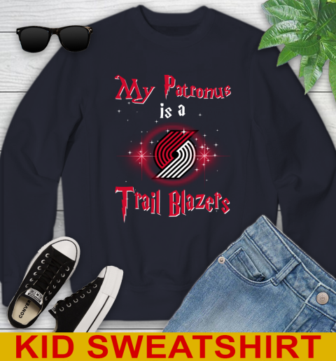 NBA Basketball Harry Potter My Patronus Is A Portland Trail Blazers Youth Sweatshirt 2