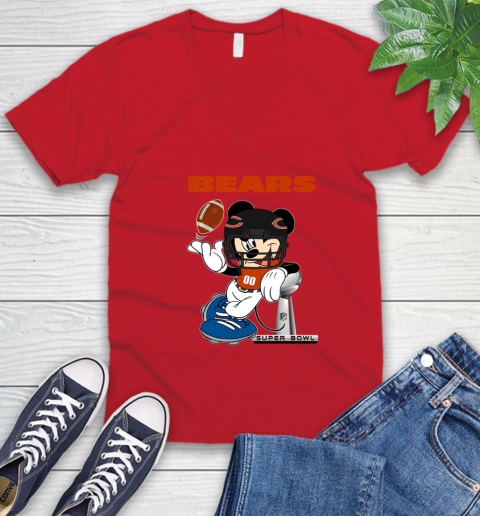 NFL Chicago Bears Mickey Mouse Disney Super Bowl Football T Shirt V-Neck T-Shirt 17