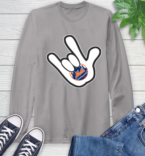 New York Mets MLB Baseball Mickey Rock Hand Disney Long Sleeve T-Shirt 6