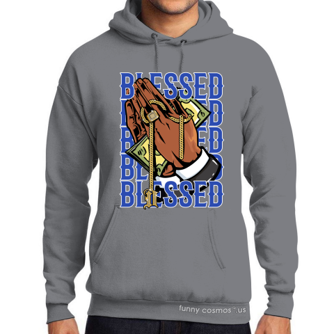 Air Jordan 1 Royal Toe matching sneaker tshirt Drake Blessed Blue and White Jordan Tshirt