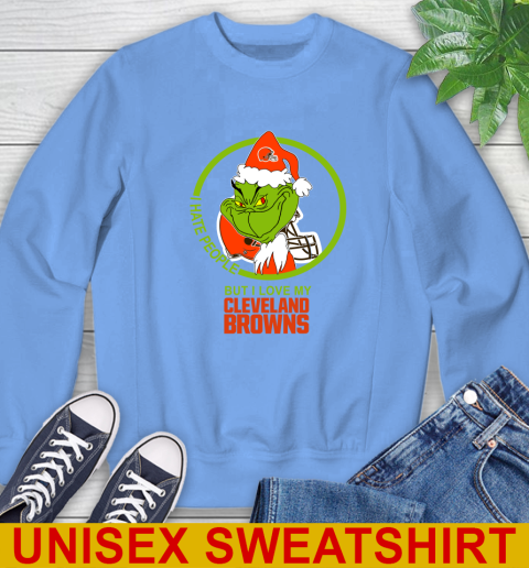 Cleveland Browns NFL Christmas Grinch I Hate People But I Love My Favorite Football Team Sweatshirt 11