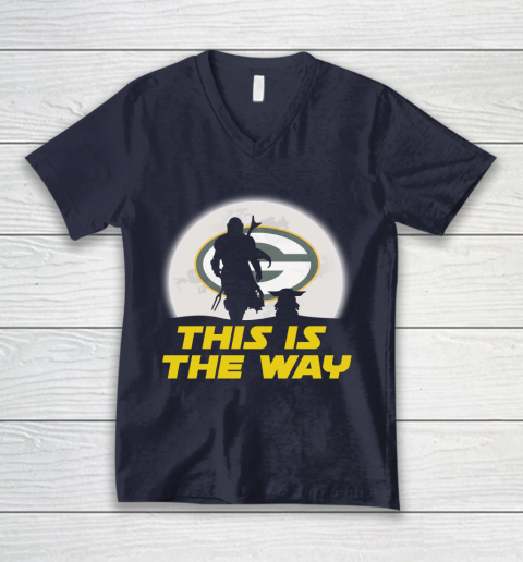 Green Bay Packers NFL Football Star Wars Yoda And Mandalorian This Is The Way V-Neck T-Shirt 2