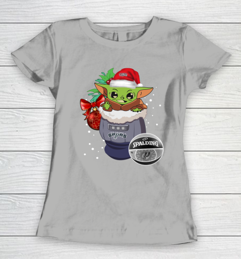 San Antonio Spurs Christmas Baby Yoda Star Wars Funny Happy NBA Women's T-Shirt 11