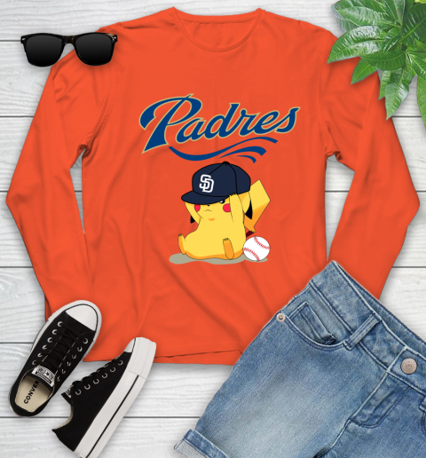 MLB Pikachu Baseball Sports San Diego Padres Youth Long Sleeve 4