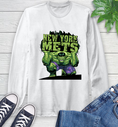 New York Mets MLB Baseball Incredible Hulk Marvel Avengers Sports Long Sleeve T-Shirt