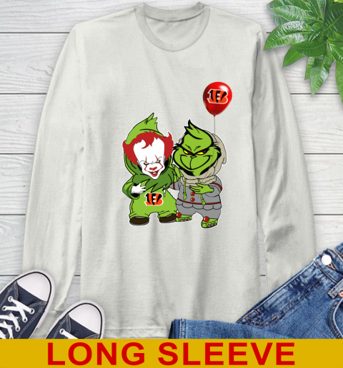 Cincinnati Bengals Baby Pennywise Grinch Christmas NFL Football Long Sleeve T-Shirt 12