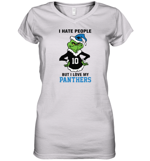 I Hate People But I Love My Panthers Carolina Panthers NFL Teams Women's V-Neck T-Shirt