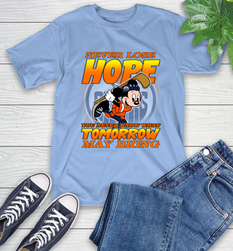 Edmonton Oilers NHL Hockey ootball Mickey Disney Never Lose Hope T-Shirt 12