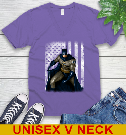 Los Angeles Rams NFL Football Batman DC American Flag Shirt V-Neck T-Shirt 8