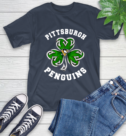 NHL Pittsburgh Penguins Three Leaf Clover St Patrick's Day Hockey Sports T-Shirt 3