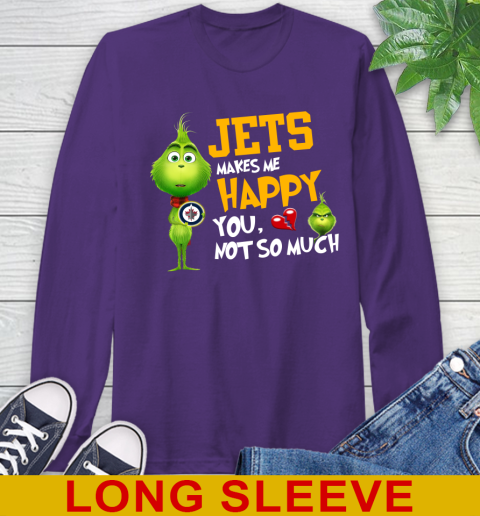 NHL Winnipeg Jets Makes Me Happy You Not So Much Grinch Hockey Sports Long Sleeve T-Shirt 5