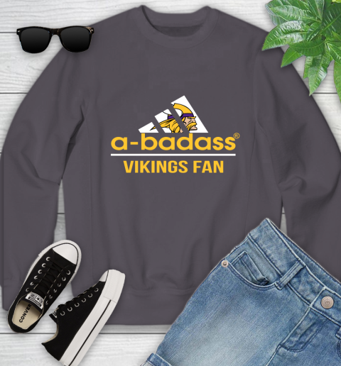 NFL A Badass Minnesota Vikings Fan Adidas Football Sports Youth Sweatshirt 5