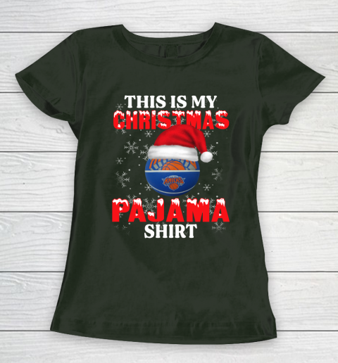 New York Knicks This Is My Christmas Pajama Shirt NBA Women's T-Shirt 4
