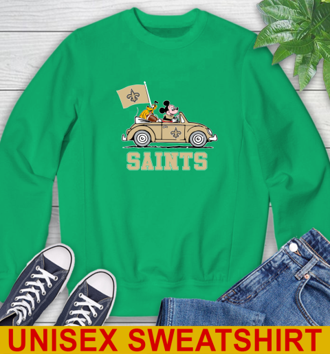 NFL Football New Orleans Saints Pluto Mickey Driving Disney Shirt Sweatshirt - Image 7