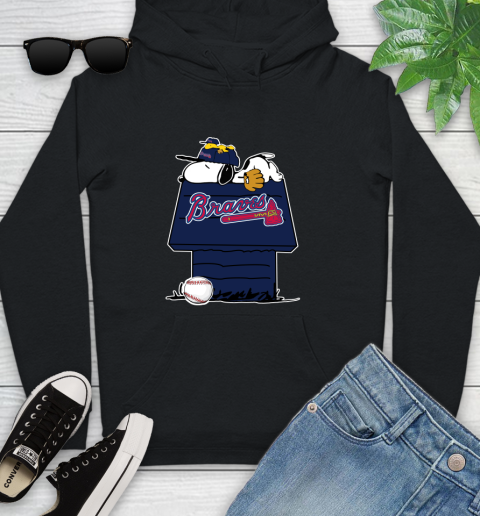 MLB Atlanta Braves Snoopy Woodstock The Peanuts Movie Baseball T Shirt Youth Hoodie 2