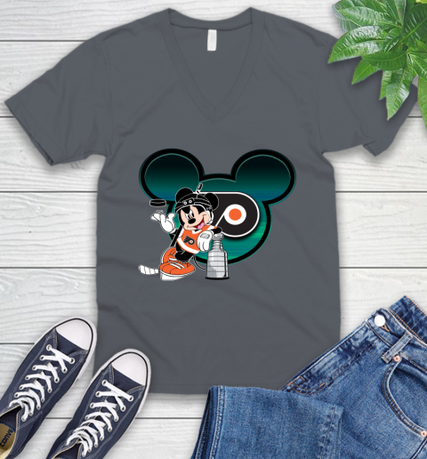 NHL Philadelphia Flyers Stanley Cup Mickey Mouse Disney Hockey T Shirt V-Neck T-Shirt 5