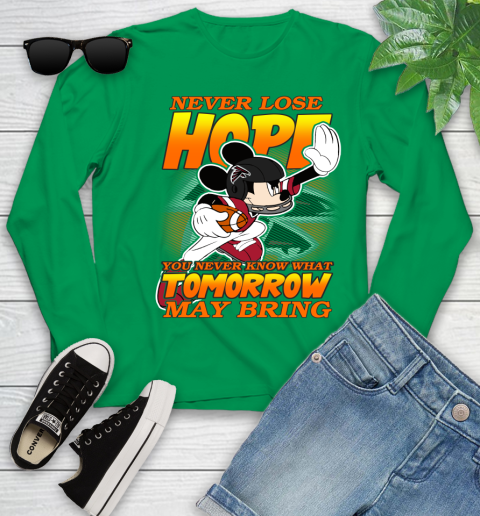 Atlanta Falcons NFL Football Mickey Disney Never Lose Hope (1) Youth Long Sleeve 7