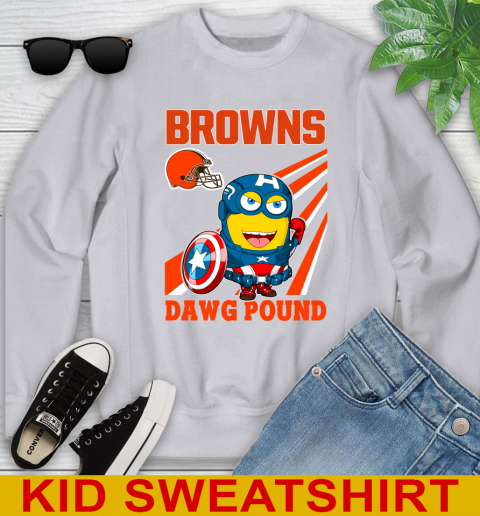 NFL Football Cleveland Browns Captain America Marvel Avengers Minion Shirt Youth Sweatshirt 3