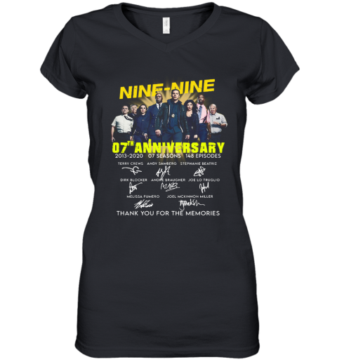 Brooklyn Nine Nine 07Th Anniversary Signatures Women's V-Neck T-Shirt