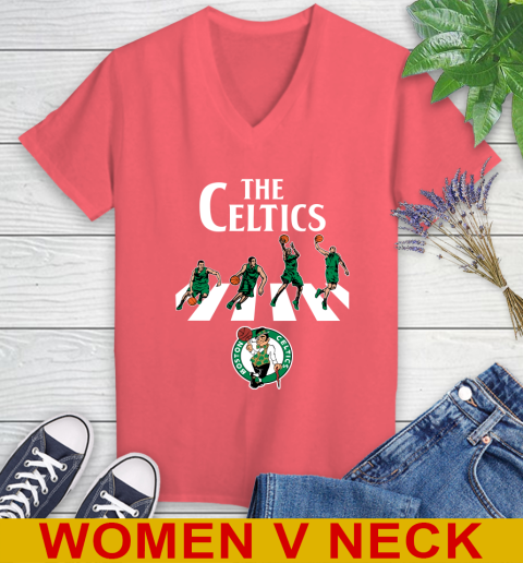 NBA Basketball Boston Celtics The Beatles Rock Band Shirt Women's V-Neck T-Shirt 6