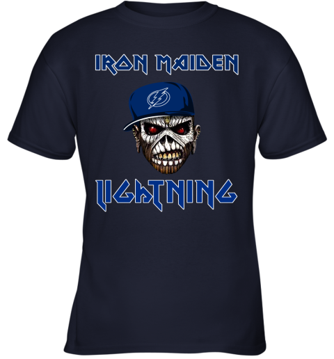 NHL Tampa Bay Lightning Iron Maiden Rock Band Music Hockey Sports 2YlVV67CqY5 youth t shirt 26 95 151514 front navy