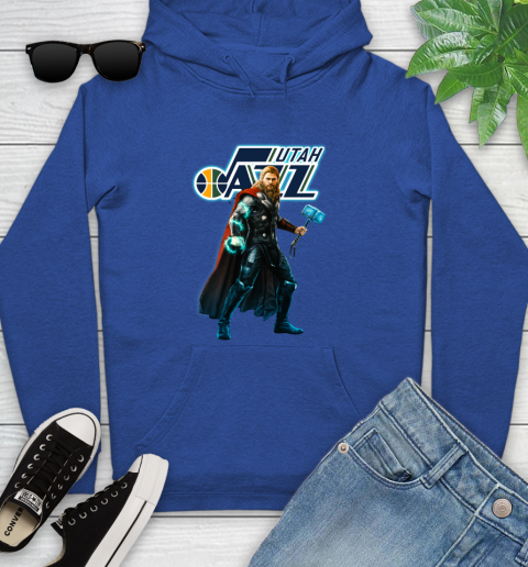 NBA Thor Avengers Endgame Basketball Utah Jazz Youth Hoodie 9