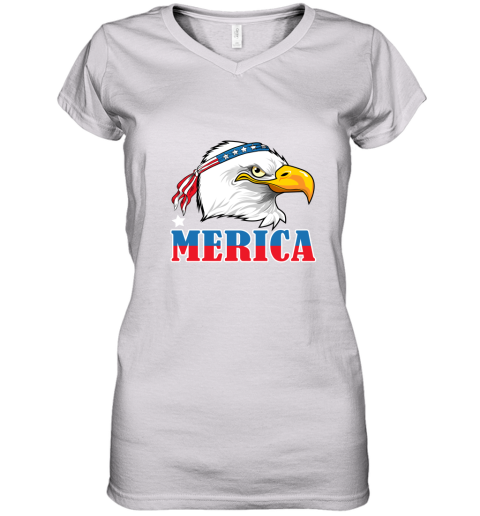 Eagle Mullet 4th Of July American Flag Merica USA Women's V-Neck T-Shirt