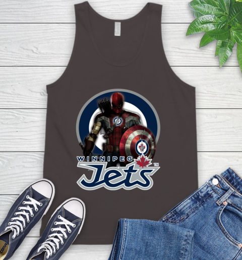 NHL Captain America Thor Spider Man Hawkeye Avengers Endgame Hockey Winnipeg Jets Tank Top 7