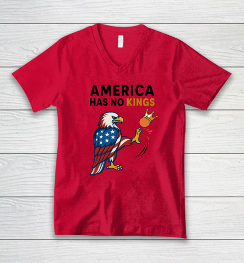 America Has No Kings Eagle Kick Orange Anti Trump V-Neck T-Shirt 3