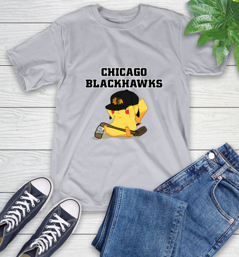 NHL Pikachu Hockey Sports Chicago Blackhawks T-Shirt 6