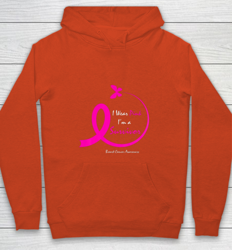 Womens Butterfly I Wear Pink I m A Survivor Breast Cancer Awareness Youth Hoodie 3