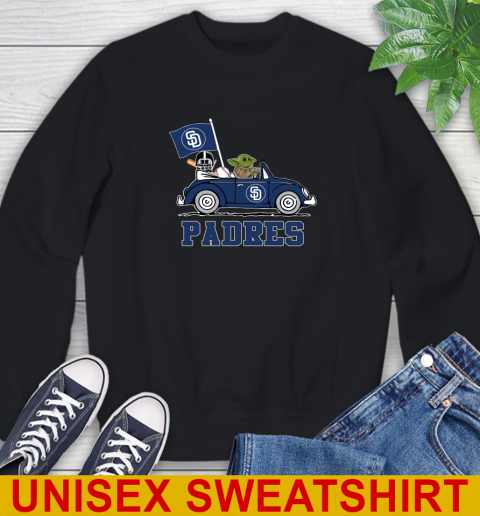 MLB Baseball San Diego Padres Darth Vader Baby Yoda Driving Star Wars Shirt Sweatshirt 2