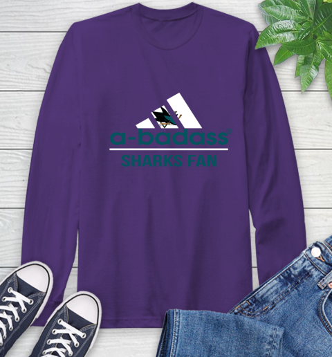 NHL A Badass San Jose Sharks Fan Adidas Hockey Sports Long Sleeve T-Shirt 5