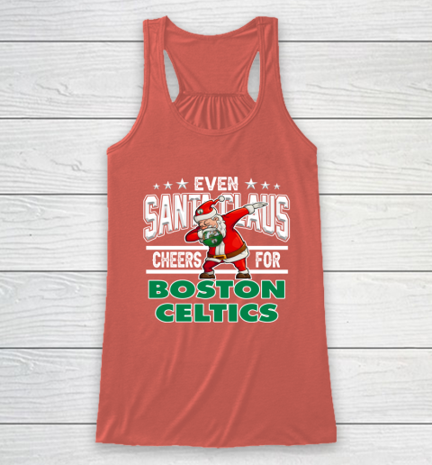 Boston Celtics Even Santa Claus Cheers For Christmas NBA Racerback Tank 3