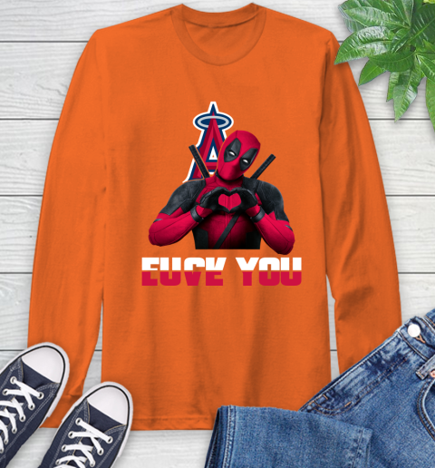 MLB Los Angeles Angels Deadpool Love You Fuck You Baseball Sports Long Sleeve T-Shirt 4