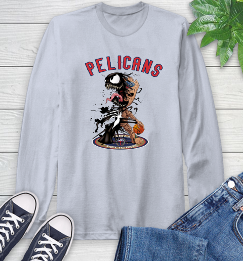 NBA New Orleans Pelicans Basketball Venom Groot Guardians Of The Galaxy Long Sleeve T-Shirt 6