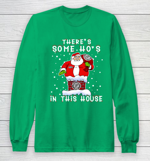 San Antonio Spurs Christmas There Is Some Hos In This House Santa Stuck In The Chimney NBA Long Sleeve T-Shirt 4