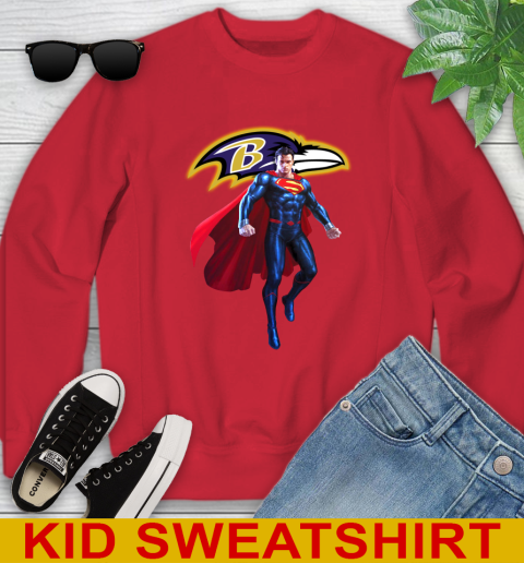 NFL Superman DC Sports Football Baltimore Ravens Youth Sweatshirt 8