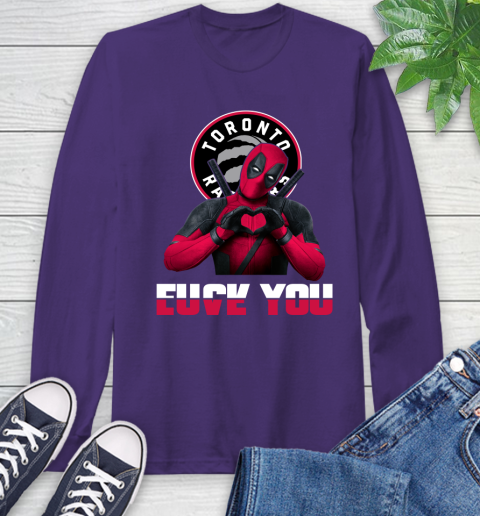 NBA Toronto Raptors Deadpool Love You Fuck You Basketball Sports Long Sleeve T-Shirt 5