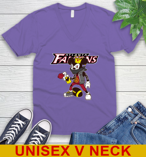Atlanta Falcons NFL Football Mickey Peace Sign Sports V-Neck T-Shirt 9