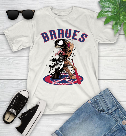 MLB Atlanta Braves Baseball Venom Groot Guardians Of The Galaxy Youth T-Shirt