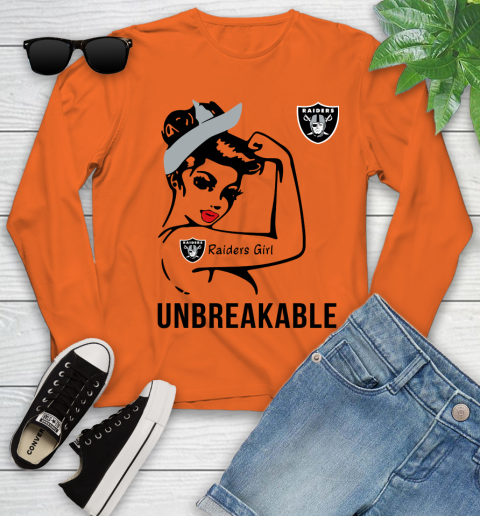 NFL Oakland Raiders Girl Unbreakable Football Sports Youth Long Sleeve 2
