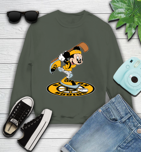 NHL Hockey Boston Bruins Cheerful Mickey Disney Shirt Youth Sweatshirt 9