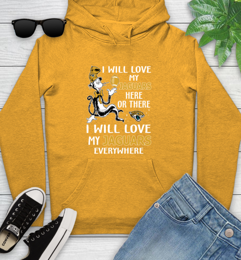 NFL Football Jacksonville Jaguars I Will Love My Jaguars Everywhere Dr Seuss Shirt Youth Hoodie 2