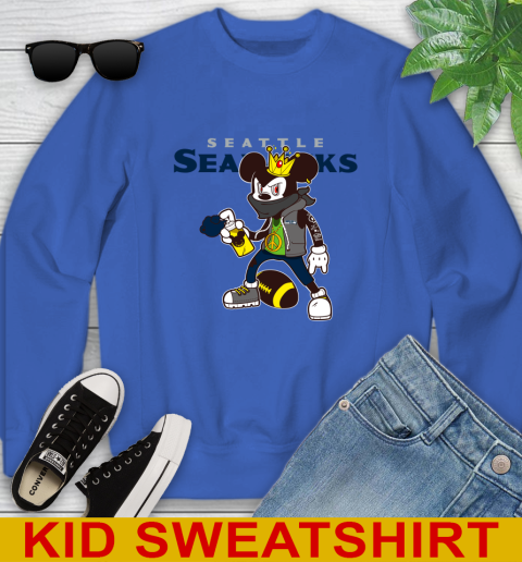 Seattle Seahawks NFL Football Mickey Peace Sign Sports Youth Sweatshirt 7