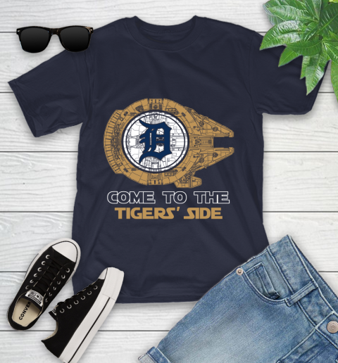 MLB Come To The Detroit Tigers Side Star Wars Baseball Sports Youth T-Shirt 2