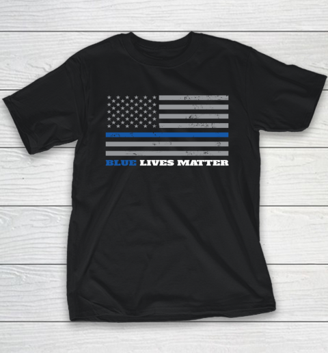 Blue Lives Matter  Thin Blue Line Flag Youth T-Shirt