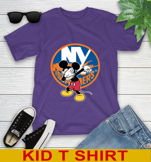 New York Islanders NHL Hockey Dabbing Mickey Disney Sports Youth T-Shirt - Image 5