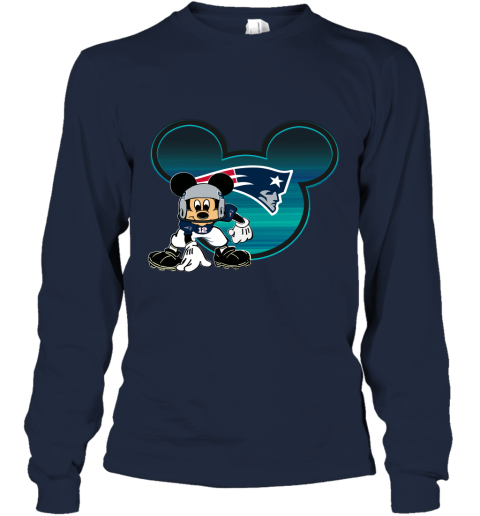 NFL New England Patriots Mickey Mouse Disney Football T Shirt qNF6ymDLmxF long sleeve tee 14 95 151514 front navy