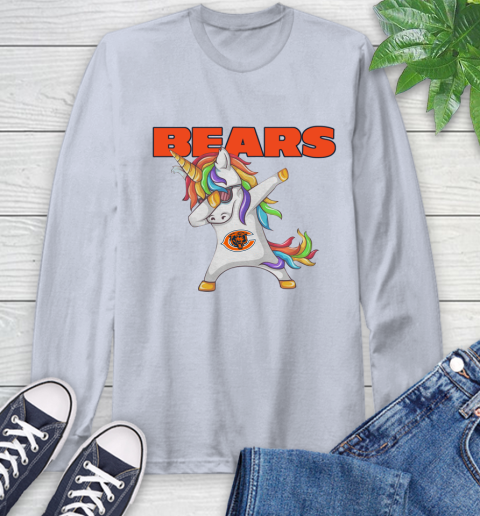 Chicago Bears NFL Football Funny Unicorn Dabbing Sports Long Sleeve T-Shirt 6